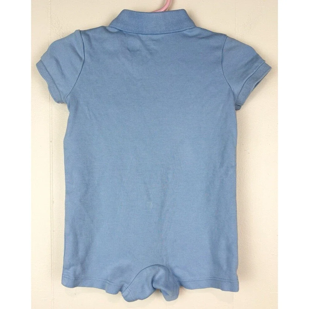 Ralph Lauren Boys Shortall One Piece 6 Months Blue Collared